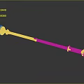 Golden Decorative Staff With Intricate Top Bottom Designs On Dark Reflective Background