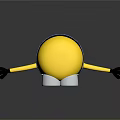 Yellow Minion Character With Goggles Blue Overalls Outstretched Arms Black Shoes And Reflective Surface