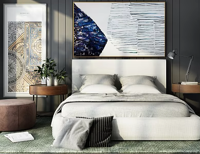 Modern Background Double Bed Double Bed 3d model
