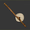 Traditional Wooden Manual Grinding Tool With Long Handles And Circular Stone Disc