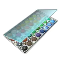 Colorful Cosmetic Palette With Round Pigment Containers And Transparent Lid