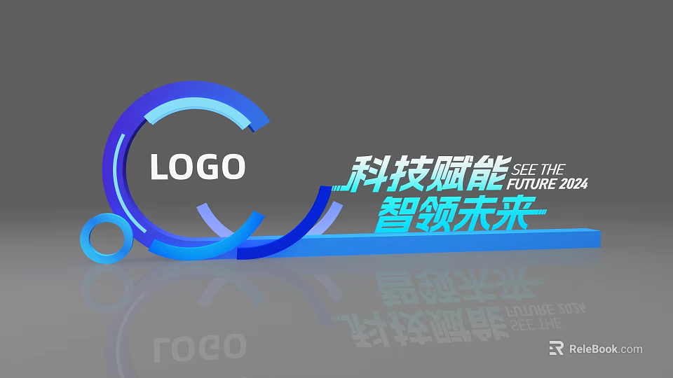Innovative Technology Empowerment Smart Future Leadership 2024 Blue Circular Logo Design 3d model 