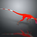 3D Rendered Red Dinosaur With White Tail Long Body And Extending Tongue