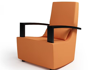 Comfortable Orange Single Sofa With Black Armrests In Modern Style Design 3d model
