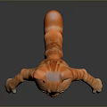 Realistic 3D Model of Anthropomorphic Standing Orange Cat on Black Background