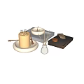 Stylish Decorative Ornament Set With Candle Holder Reed Diffuser Matchbox And Book 3d model