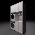 Modern Laundry Cabinet Unit With Washing Machine Dryer Storage Cabinets And Sink Counter