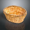 Handwoven Straw Basket Oval Shaped with Woven Rim for Home Storage Natural Material