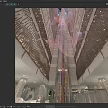 Modern Luxury Hotel Atrium With Transparent Sightseeing Elevator And Exquisite Golden Decorative Railings