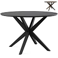Black Round Dining Table With Modern Crossed X Shaped Legs Design