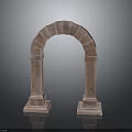 Textured Rustic Stone Archway With Support Columns And Sturdy Base 3d model