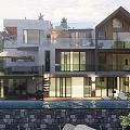 Modern Guesthouse Building With Multi story Design Glass Railings And Natural Trees Rocks Surroundings