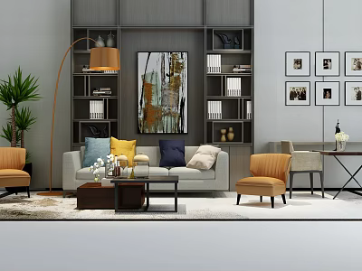 Modern sofa coffee table combination sofa coffee table group 3d model