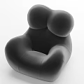Modern Black Leather Single Sofa With Unique Rounded Shape And Comfortable Design 3d model