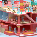 Playful Cartoon Scene With Musical Instruments And Colorful Architectural Elements