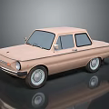 Light Brown Classic Four Door Car With Round Headlights White Wheels And Vintage Design