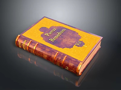 Classic Hardcover Poems Reading Book With Yellow Purple Cover And Brown Spine 3d model