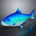 Blue Green Fish With Shiny Scales 3D Render On Dark Isolated Background With Reflection 3d model