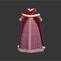 Man Wearing Pink Long Dress With Red Cape And White Collar Design