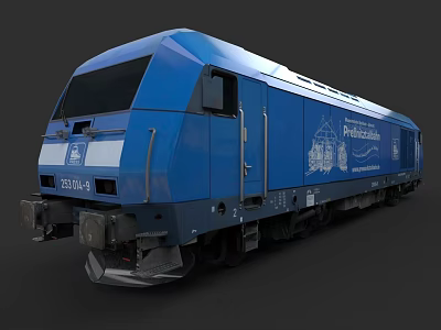 Blue Modern Train With Streamlined Front Design And Company Logo Details 3d model