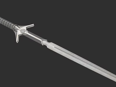Silver Medieval Sword With Spiral Hilt And Decorative Guard Design 3d model