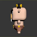 3D Cute Cartoon Pig Sculpture Featuring Black Horns Yellow Crown Outstretched Arms And Angry Expression