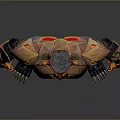 Sci Fi Warrior Character Design With Black Red Gold Armor And Glowing Elements