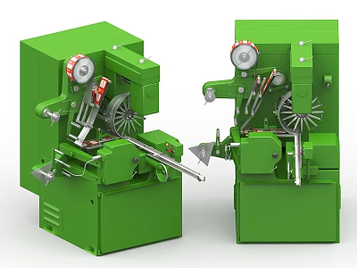 Green Industrial Equipment With Dual Units Rotating Wheels And Parts 3d model