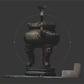 Ancient Bronze Ding With Dragon Handles Bird Ornament And Intricate Carvings On Square Base