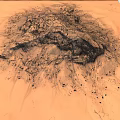 Stunning Desert Landscape With Main Rocky Hill and Vast Sandy Terrain in Orange Brown Hues