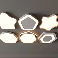 Modern Ceiling Lights With Various Geometric Shapes Illuminated On Gray Wall 3d model