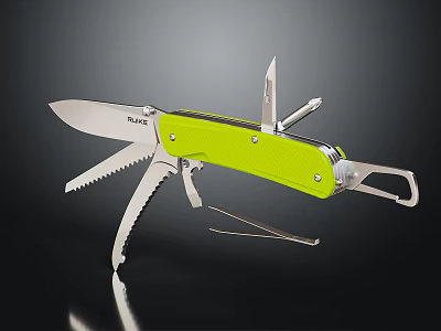 Green Multifunctional Hardware Tool Knife With Blade Saw And Multiple Functions 3d model