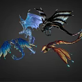 Vibrant Colorful Fantasy Dragons With Detailed Wings And Mythical Creature Features