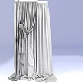 Elegant Crimson and White Curtains With Gold Accents and Delicate Lace Trim
