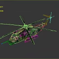 Green Military Helicopter With Main Rotors Tail Rotor And Detailed Fuselage On Dark Background