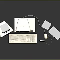Vintage Computer Setup With CRT Monitors Keyboard Mouse And Peripherals 3d model