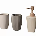 Simple Wooden Texture Bathroom Accessories with Light Beige Dark Gray Toothbrush Holders and Soap Dispenser