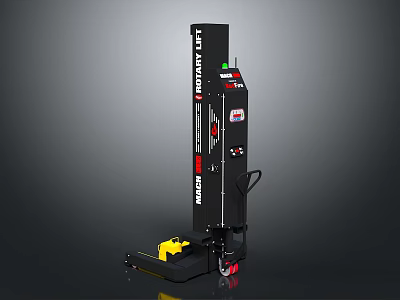 Portable Lift Industrial Equipment With Max Load Yellow Base And Red Wheels 3d model
