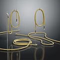 Yellow Coiled and Straight Hoses with Metal Connectors on Black Background