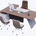 Modern Office Desk With Wooden Top Computer Monitor Desk Lamp And Office Chair
