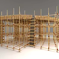 Detailed Bamboo Scaffolding Structure For Building Construction Support And Frame 3d model