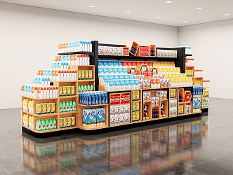 Supermarket Shelf Iron Shelf Scene Combination Stack Wenchuang Department Store Steel Wood Nakajima Snack Department Store Biscuits 3d model