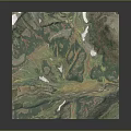 3D Terrain Model With Green Vegetation White Snowy Peaks And Natural Topographic Textures