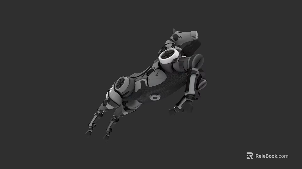 Detailed Robotic Dog 3D Model With Metallic Parts And Dynamic Leaping Pose 3d model 