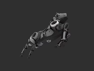 Detailed Robotic Dog 3D Model With Metallic Parts And Dynamic Leaping Pose 3d model