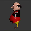 Chubby Cartoon Character With Bald Head Mustache Red Shirt Yellow Pants And Outstretched Arms