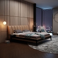 Modern Simple Light Luxury Bedroom Double Bed 3d model