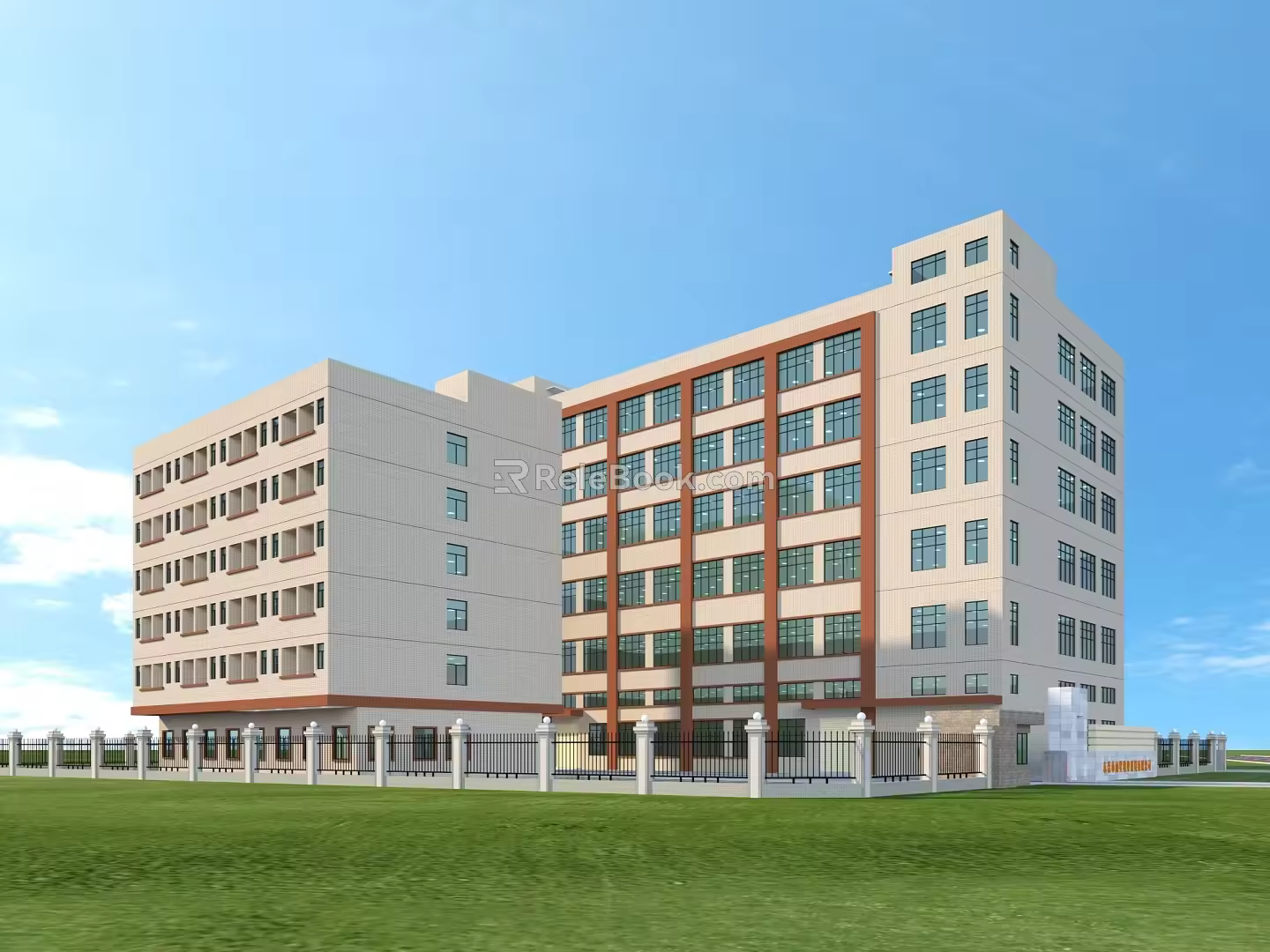 Modern Factory Building Factory Garden Building Appearance Perspective Bird's Eye View 3d model