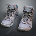 Gray High Top Casual Sneakers With Laces And Worn Soles For Everyday Wear
