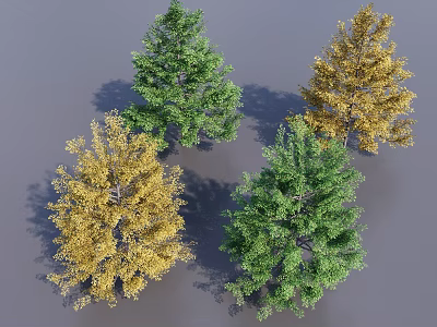 Arbor Trees With Green And Yellow Foliage For Landscaping Projects 3d model